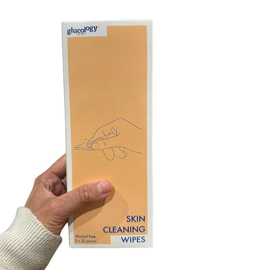 Glucology Alcohol-Free Finger Cleaning Wipes - 5 Packs of 20 Wipes