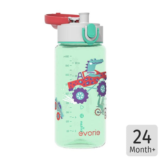 Evorie Tritan Kids Drinking Spout Water Bottle 380mL - Green Alligator Design-Auzzi Store