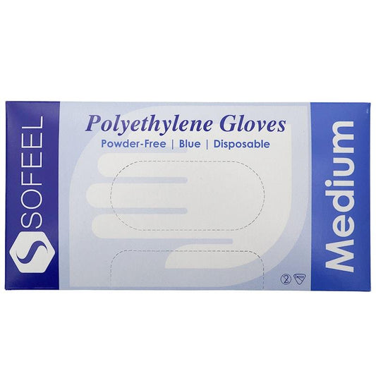 Sofeel Disposable Polyethylene Gloves - Powder Free, Latex Free, Medium (500 Pieces/Box)