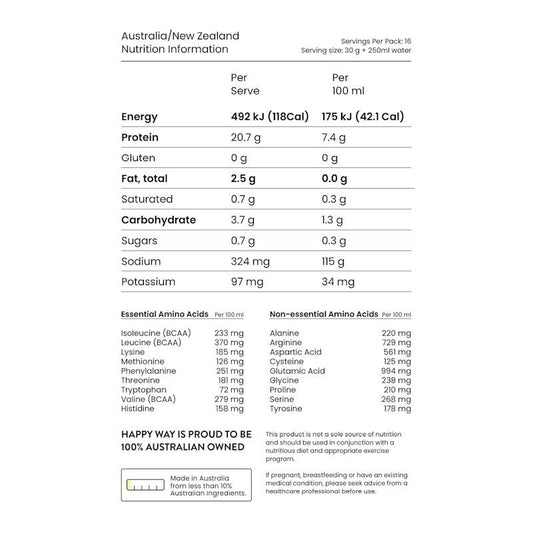 Happy Way Cacao Mint Hemp Vegan Protein Powder 500g - Plant-Based Power