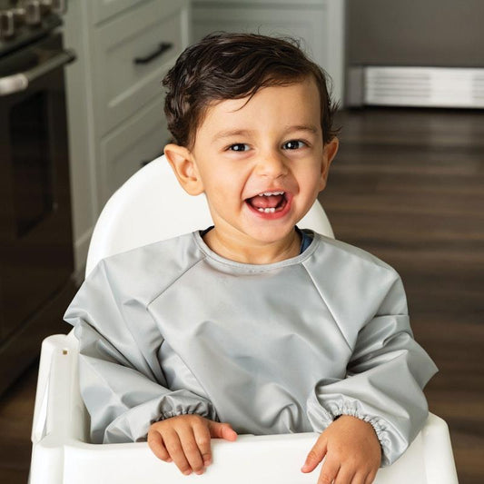 Tiny Twinkle Mess-Proof Full Sleeve Bib 2 Pack - Grey & Dark Blue (Small 6-24M)