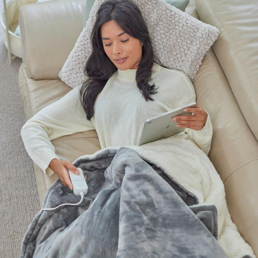 Homedics Grey Heated Throw Blanket - Cozy Comfort in 130x180cm – view 2