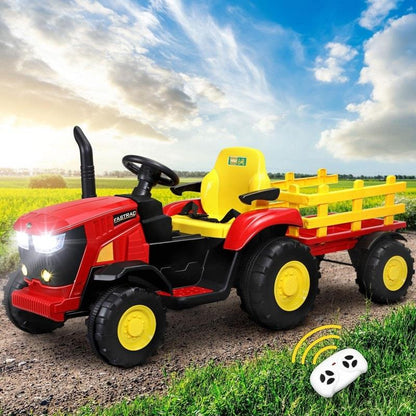 Mazam XL Ride On Tractor 12V Kids Electric Vehicle - Remote Control Red-Auzzi Store