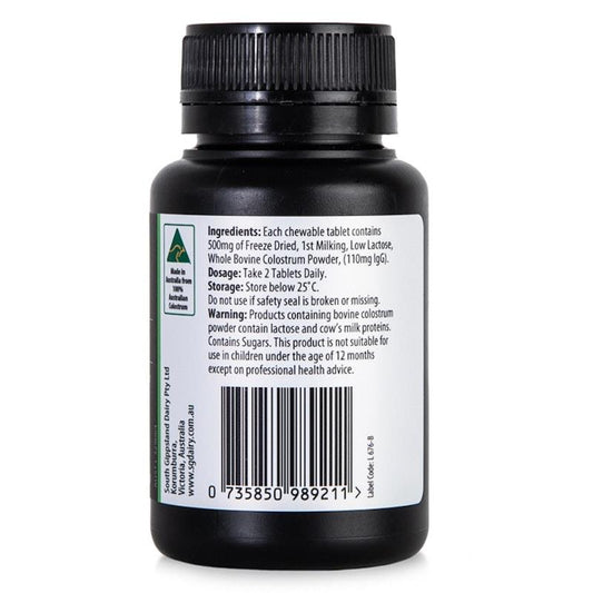 SGD Low Lactose Chewable Colostrum Tablets 110mg IgG (Natural Vanilla) - 60 Tablets - Auzzistore