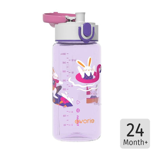 Evorie Tritan Kids Drinking Spout Water Bottle 380mL, Purple Bunny - Hydration for Little Ones-Auzzi Store