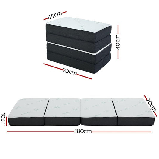 Giselle Bedding Bamboo Folding Mattress - 4-Fold Single 180cm