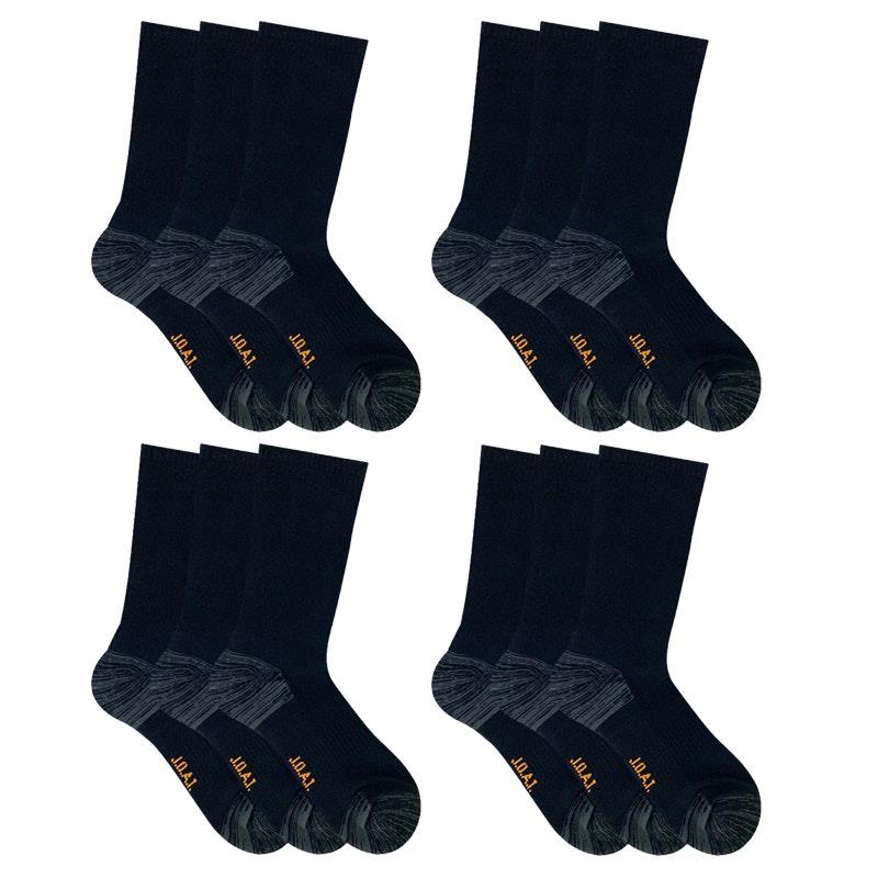 Jack of All Trades 12 Pairs of Men's Top to Toe Comfort Socks - Black Size 6-10-Auzzi Store