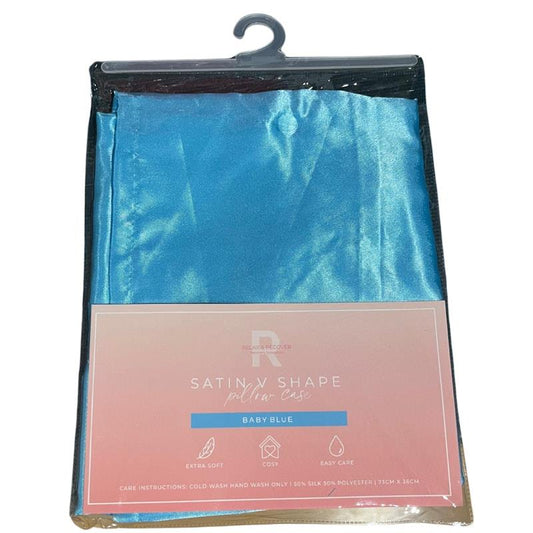 Relax and Recover Silk Satin V Shape Pillow Case - Baby Blue