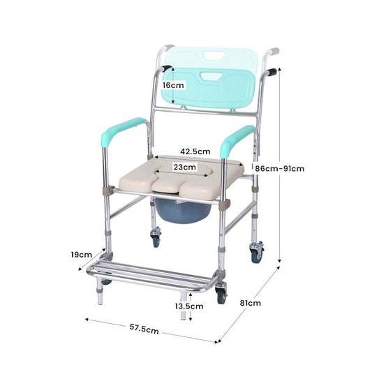 Orthonica Commode Chair With Castors - Auzzistore