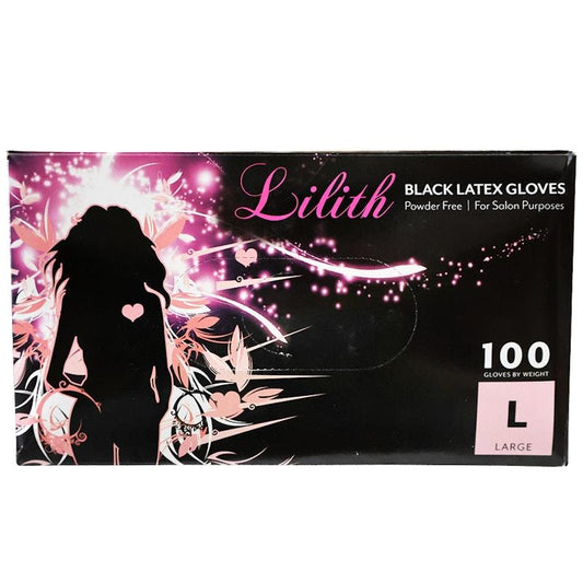 Lilith Salon Powder-Free Black Latex Gloves - Large (100 Pieces/Box)-Auzzi Store