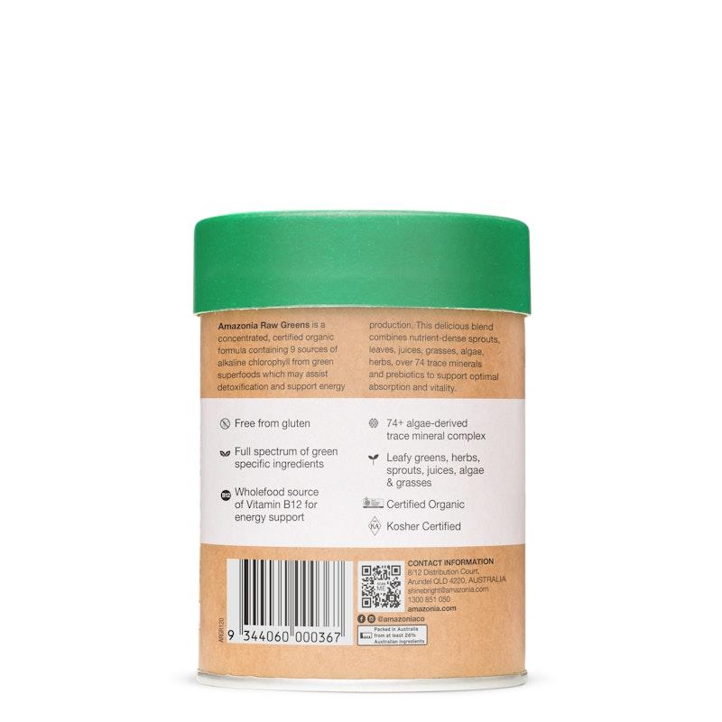 Amazonia Raw Nutrients Greens 120g: Organic Chlorophyll Blend for Detox & Energy