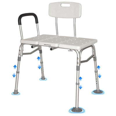 Equipmed Bath Transfer Bench Chair - 125kg Max Capacity (White)