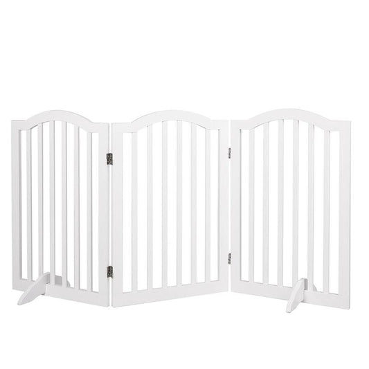 PaWz Wooden Pet Gate - 3 Panel Dog Fence Safety Barrier (White) – view 2