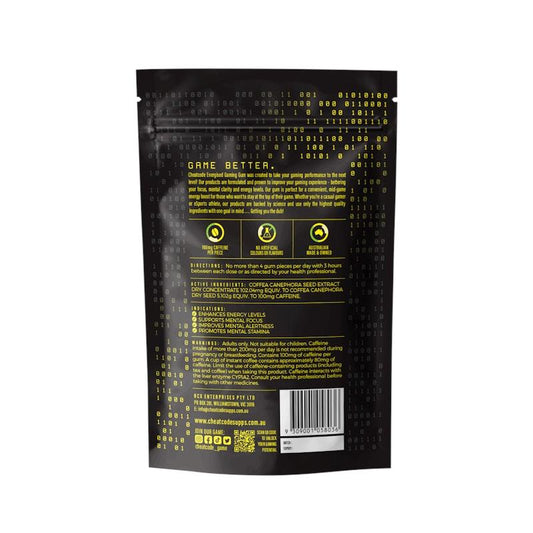 Cheatcode Energised Gaming Gum - Lemon & Lime, 30 Pack-Auzzi Store