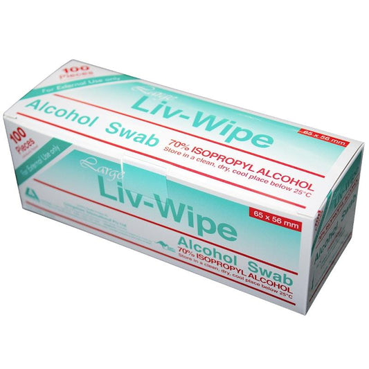 Liv-Wipe 70% Alcohol Swabs Prep Pad - Large 100 Pieces