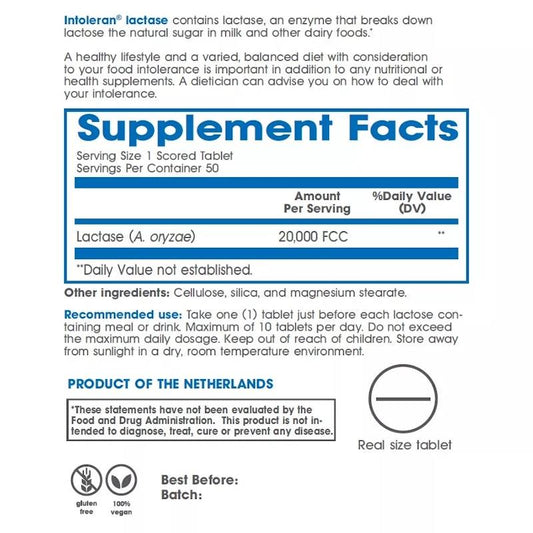 Intoleran Lactase 20,000 - 50 Tablets for Lactose Intolerance Relief – view 2