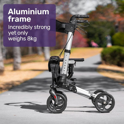 Equipmed Easy Stride Foldable Aluminium Walking Frame Rollator - Silver