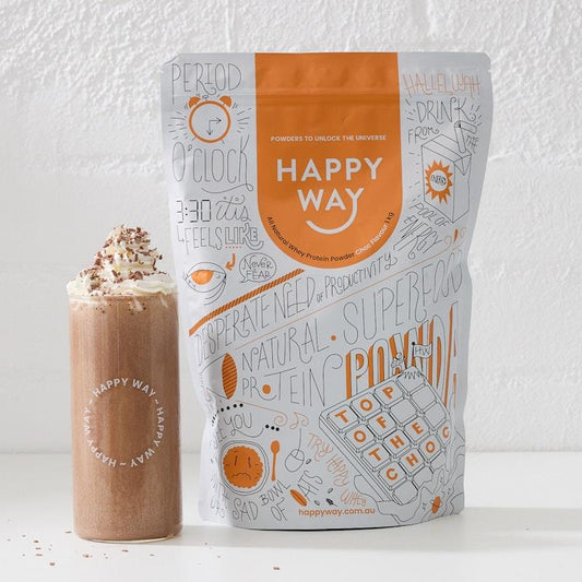 Happy Way Top Of The Choc Whey Protein Powder 1kg - Natural Energy Boost
