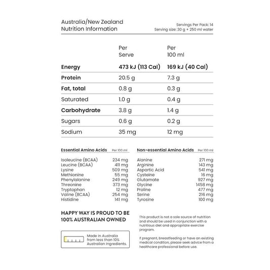 Happy Way Tropical Crush Vegan Protein Water Powder - 420g