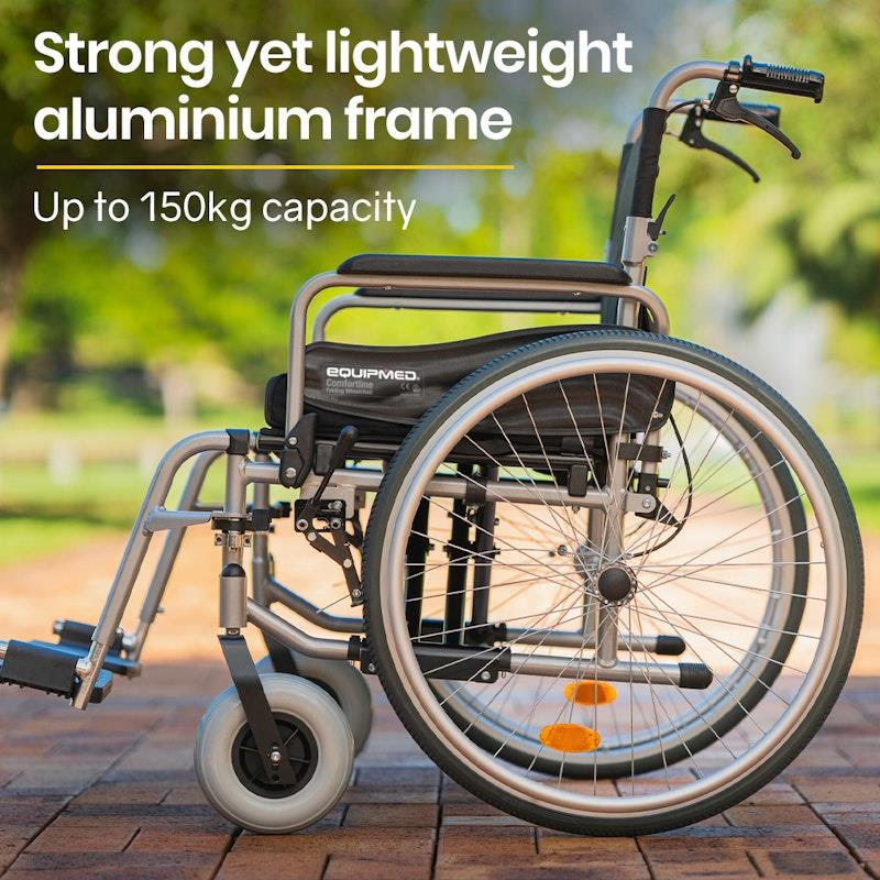 Equipmed Comfortline Extra-Wide Folding Wheelchair - Black