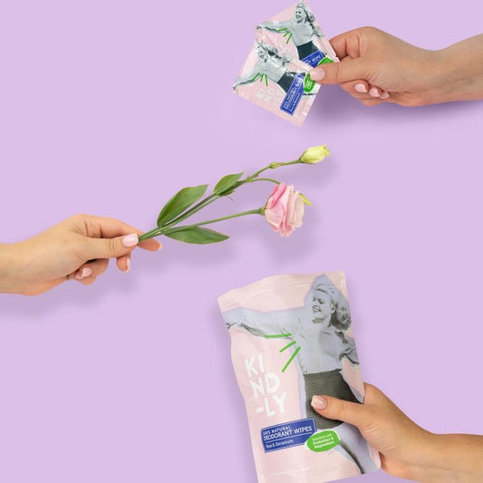 KIND-LY 100% Natural Deodorant Wipes - Rose & Geranium (20 Wipes)