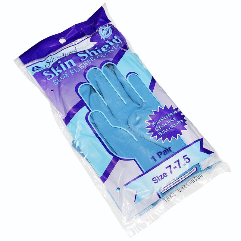 Skin Shield Silver Lined Natural Rubber Gloves - Vanilla Scented, Size 7-7.5