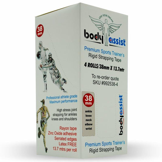 BodyAssist Rigid Strapping Tape - Ankle 3.8cm x 13.7m (4 Rolls)