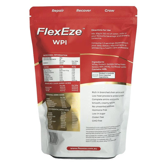 FlexEze Whey Protein Isolate Unflavoured 1kg - Auzzistore