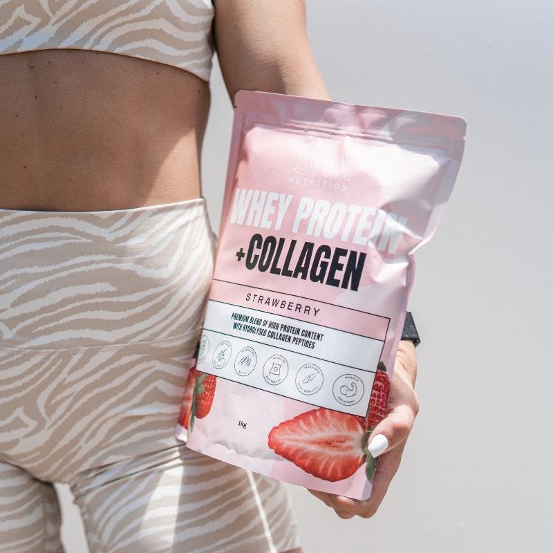 SNX Nutrition Strawberry Collagen Protein Powder 1kg - Natural Muscle Strength & Skin Support