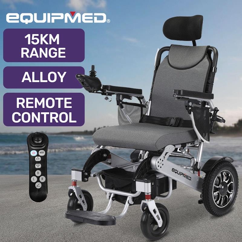Equipmed Power Electric Wheelchair Long Range Black & Silver - Ultimate Mobility Solution