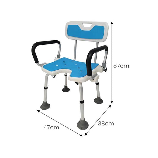 Orthonica Shower Chair - Blue with Adjustable Armrests - Auzzistore