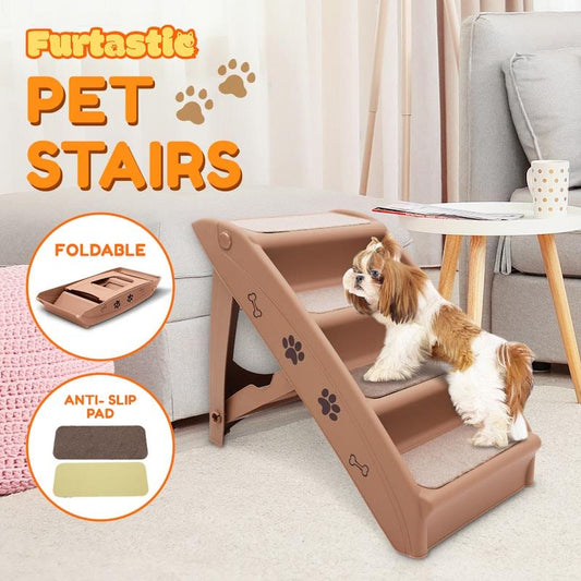 Furtastic 50cm Foldable Pet Stairs Ramp - Brown