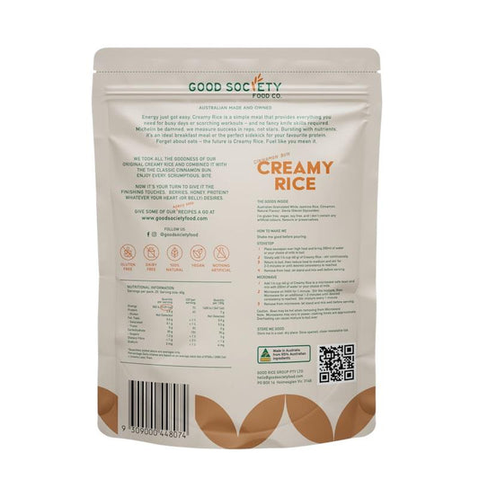 Good Society Food Co. Creamy Rice - Cinnamon Bun 1Kg-Auzzi Store