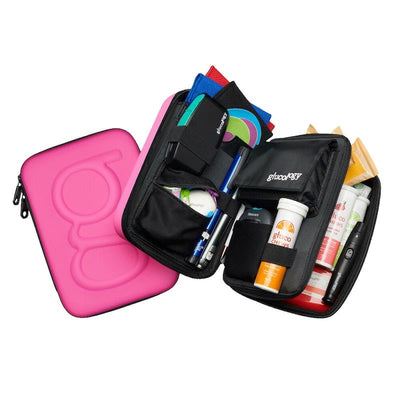 Glucology Travel Case Plus - Extra Storage for Blood Glucose Monitors (Pink)