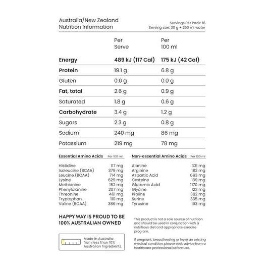 Happy Way Ashy Bines Choc Coconut Whey Protein Powder 500g - Tropical Muscle Strength Booster