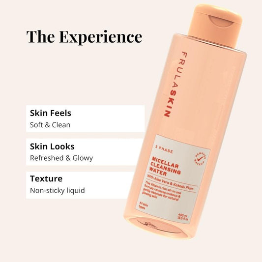 Frula 3 Phase Micellar Cleansing Water 400ml - Gentle Makeup Remover