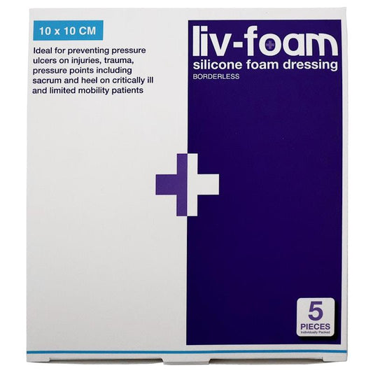 Livingstone Liv-Foam Silicone Foam Dressing - Borderless, 10 x 10cm, 5 Pieces/Box-Auzzi Store