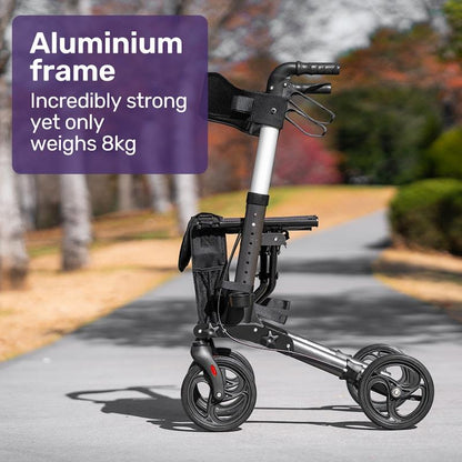 Equipmed Easy Stride Foldable Aluminium Walking Frame Rollator - Titanium Colour