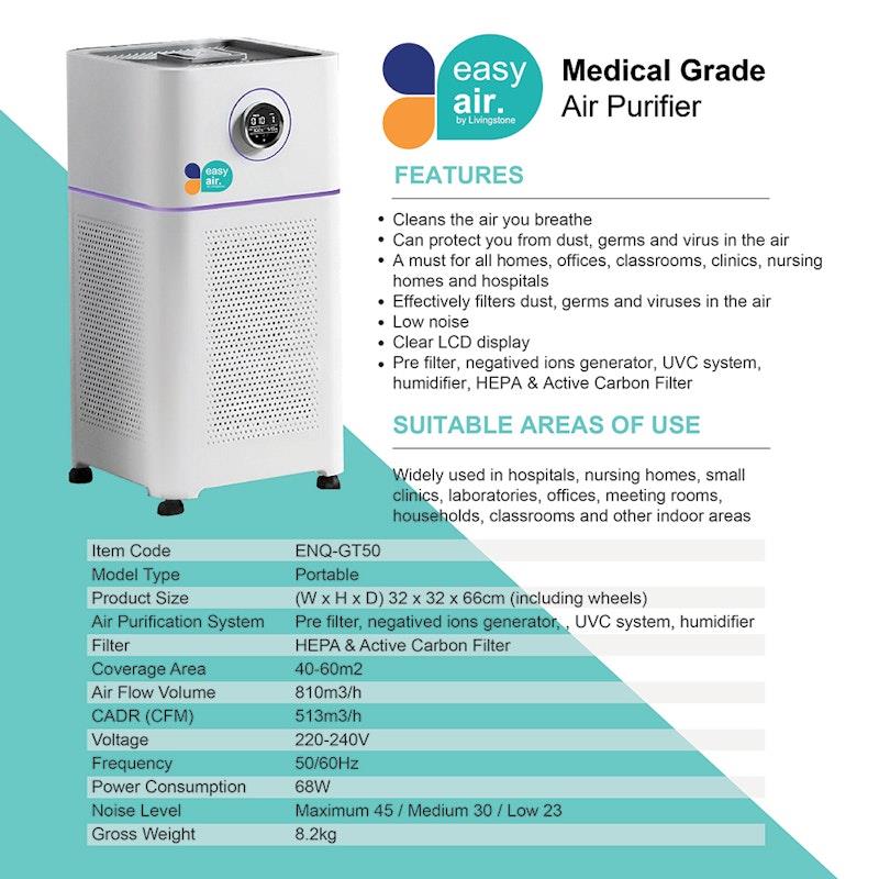 EasyAir 2 in 1 Air Purifier & Humidifier UVC System - 1 Unit