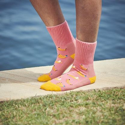 Glucology 6 Pack Fun Patterned Socks - Bananas, Avocado & Eggs (Medium)