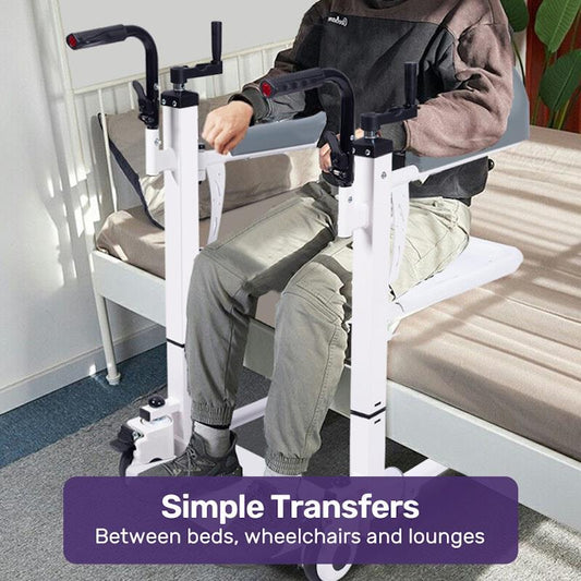 Equipmed 4 In1 Patient Lift Transfer Chair - White & Grey - Auzzistore