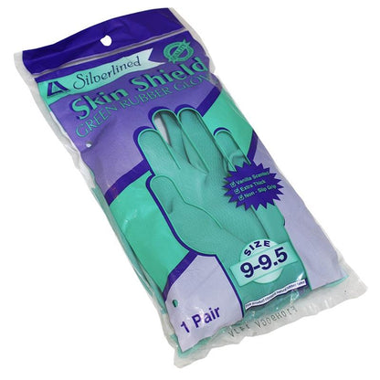 Skin Shield Silver Lined Natural Rubber Gloves - Vanilla Scented, Size 9-9.5