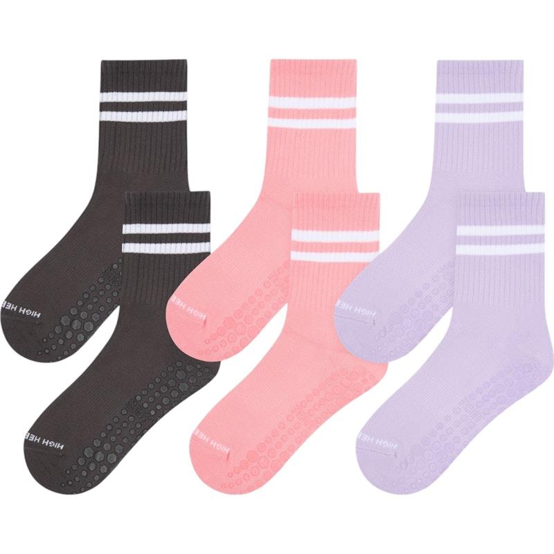 High Heel Jungle Varsity Premium Combed Cotton Full Grip Pilates/Yoga Socks Bundle - 3 Pack-Auzzi Store