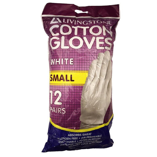 Livingstone Small Cotton Gloves - 12 Pairs for Comfortable Handling-Auzzi Store