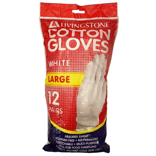 Livingstone Large Cotton Gloves - 12 Pairs for Versatile Use-Auzzi Store