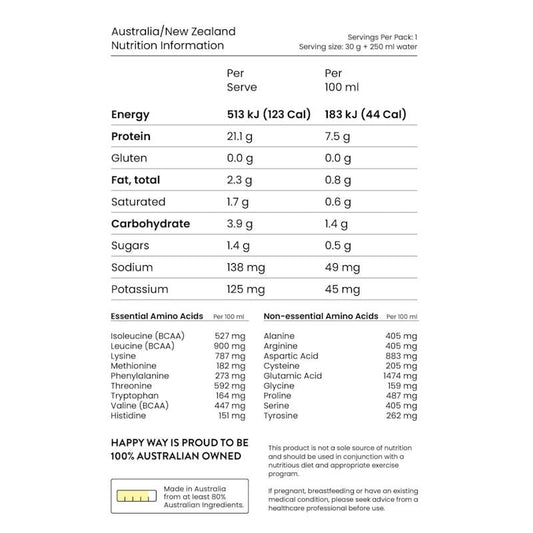Happy Way Vanilla Whey Protein Powder 500g - Natural Nutrition
