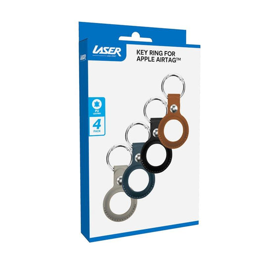 Laser Leather AirTag Key Ring - Stylish Protection for Your AirTag (4 Pack)