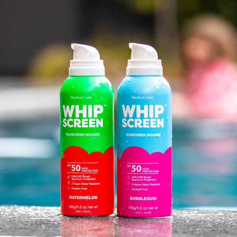 Barefoot Labs WhipScreen SPF50 Sunscreen Mousse Twin Pack 2x160g