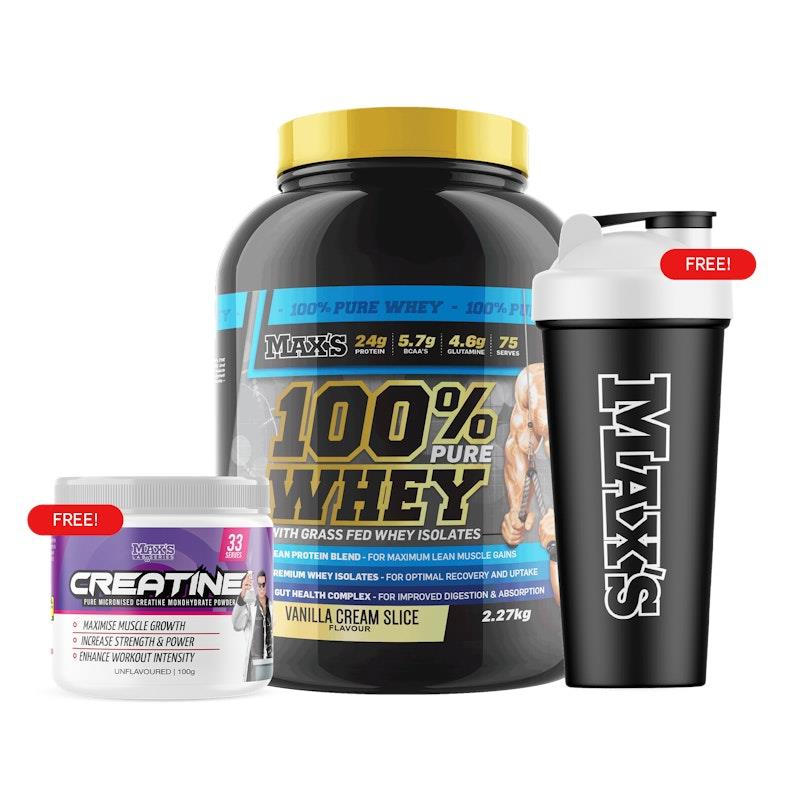 MAX'S 100% Whey Value Bundle 2.27kg - Vanilla Cream Slice Flavor