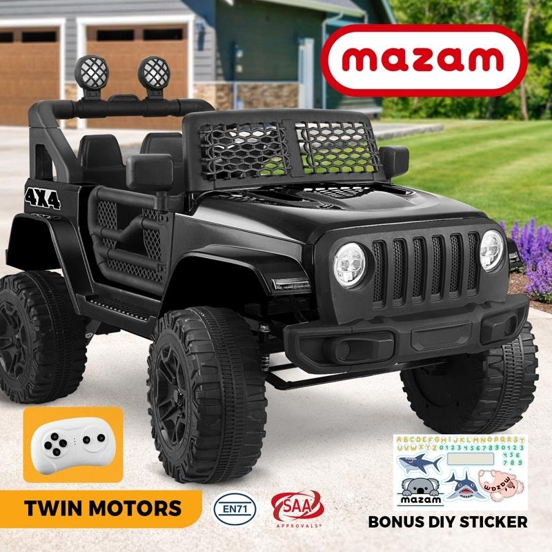 Mazam Kids Ride On Car - 12V Electric Jeep Remote Control Vehicle - Black